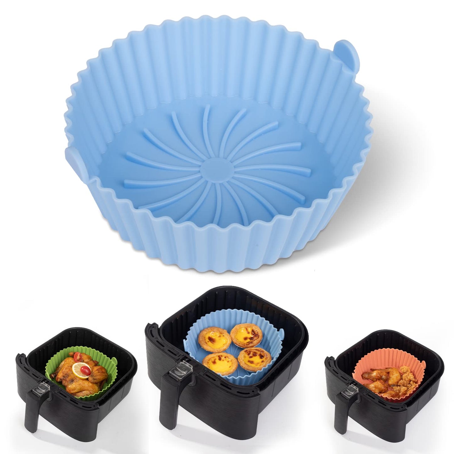 Air Fryer Silicone Liners - Reusable Non-stick Air Fryer Silicone Pot Liner Compatible with COSORI Air Fryer Basket Accessories Fit 3-6 Qt