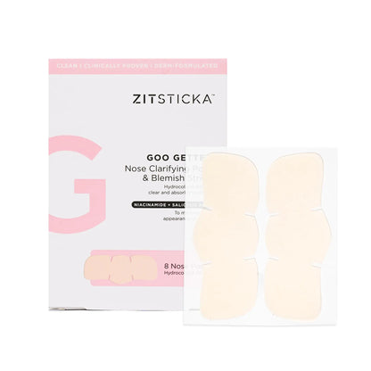 ZitSticka Hydrocolloid Surface Area Pimple Patches for Face - Clarifying Pore & Blemish for Large Zit T-Zone Coverage - Zit Sticker Absorbs Oil Unclogs Pores & Targets Clusters (NOSE PACK 8PC)
