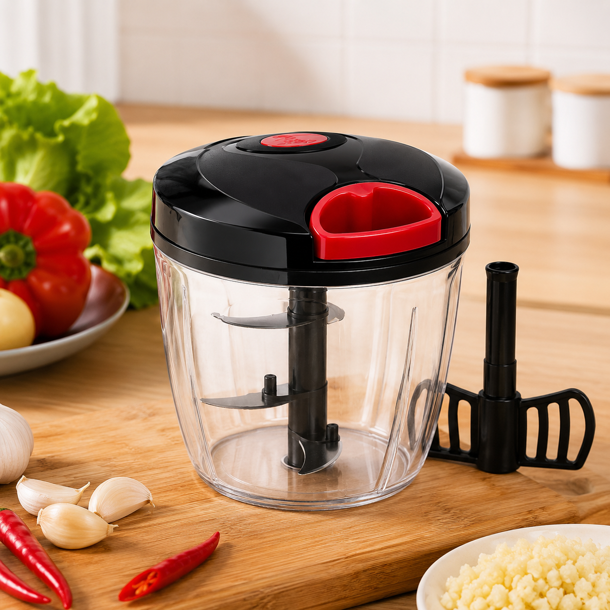 Manual Pull Cord Food Chopper – Quick & Easy Vegetable Cutter