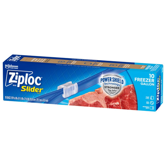 Ziploc Gallon Food Storage Freezer Slider Bags Power Shield Technology for More Durability 10 Count