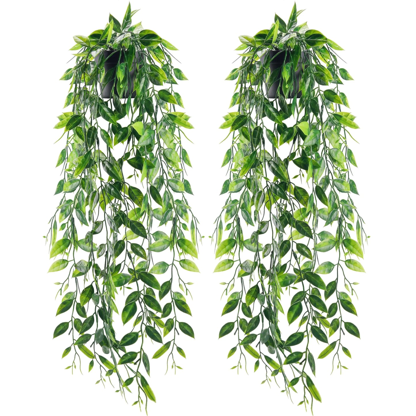 Der Rose 2 Pack Fake Hanging Plants Small Artificial Plants Faux Pea Pod Plants Indoor for Aesthetic Living Room Office Shelf Decor