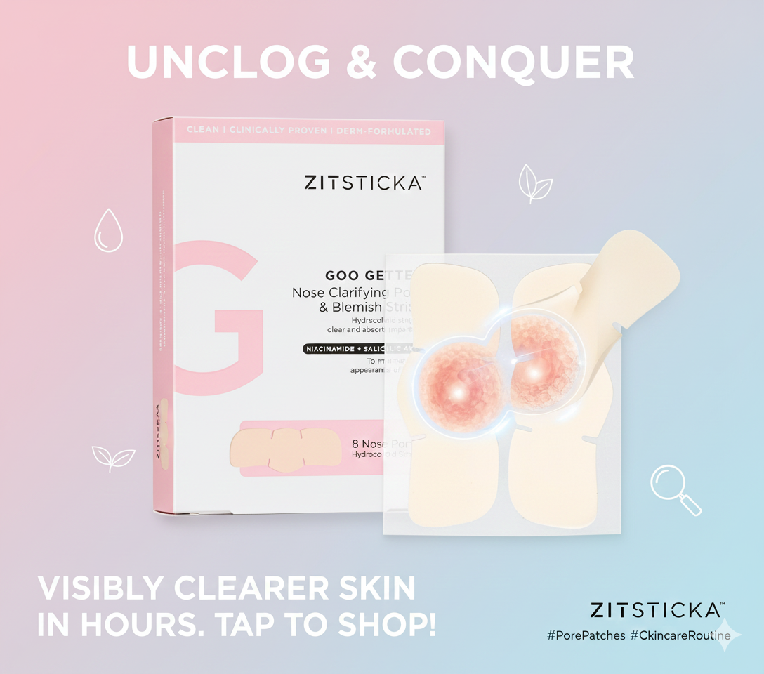 ZitSticka Hydrocolloid Surface Area Pimple Patches for Face - Clarifying Pore & Blemish for Large Zit T-Zone Coverage - Zit Sticker Absorbs Oil Unclogs Pores & Targets Clusters (NOSE PACK 8PC)